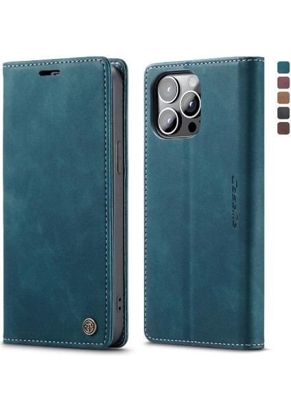 Iphone 13 Için Flip Case Pro Flip Folio Kitap Kılıf Kart Yuvası Kickstand Pu (Yurt Dışından)