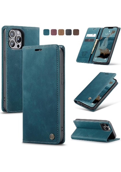 Iphone 13 Için Flip Case Pro Flip Folio Kitap Kılıf Kart Yuvası Kickstand Pu (Yurt Dışından)