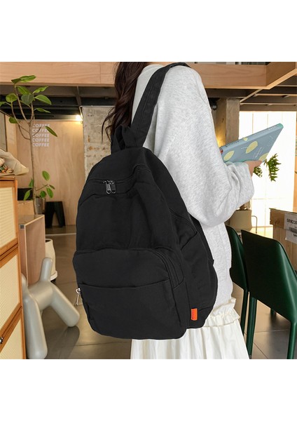 Japon Keten Sırt Çantası Kadın Harajuku Düz Renk Orman Sırt Çantası Kore Versiyonu Üniversite Öğrenci Çantası Rahat Tüm Maç Seyahat Çantası (Yurt Dışından)