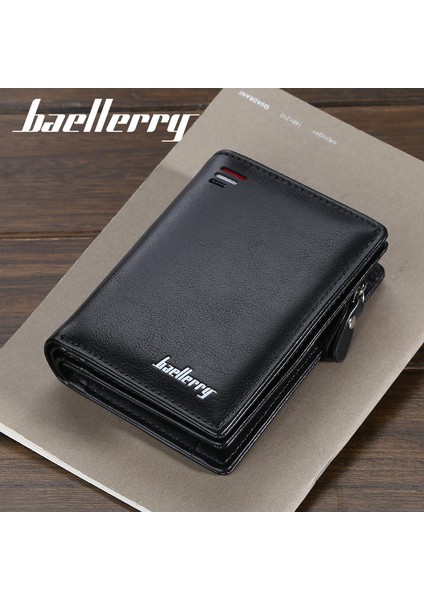 Erkek Cüzdan Kısa Snap Düğmesi Dikey Bozuk Para Cüzdanı Moda Çoklu Kart Yuvası Fermuarlı Cüzdan Kart Çantası Erkekler Içın (Yurt Dışından)