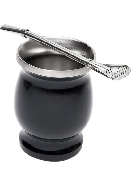 Dolity Çelik Vakum Yalıtım Yerba Mate Kabak Mate Kupası Saman Kaşıkla Siyah (Yurt Dışından)