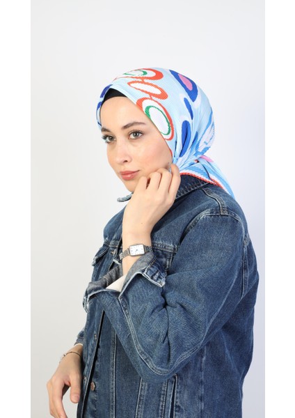 Lilith Pilise Twill Eşarp Mavi