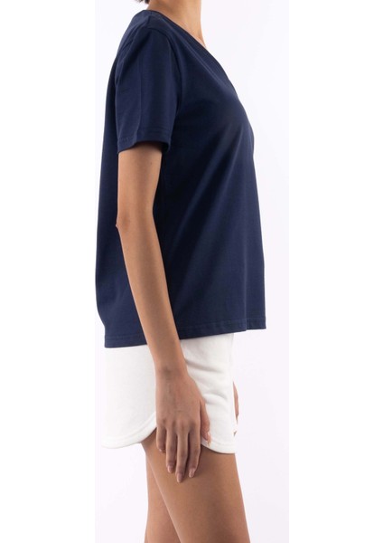 Basic V Yaka T-Shirt Kadın - Lacivert fırsatları
