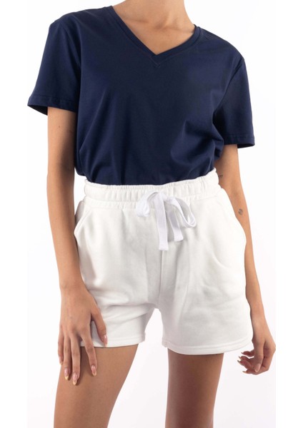 Basic V Yaka T-Shirt Kadın - Lacivert indirimleri