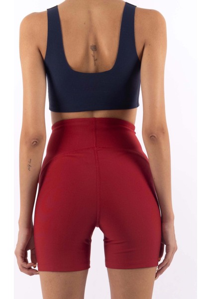 Yüksek Bel Biker Kadın Tayt - Bordo fiyatları