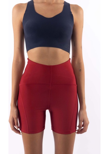 Yüksek Bel Biker Kadın Tayt - Bordo modelleri