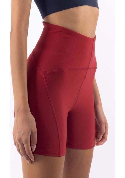 Yüksek Bel Biker Kadın Tayt - Bordo fırsatları