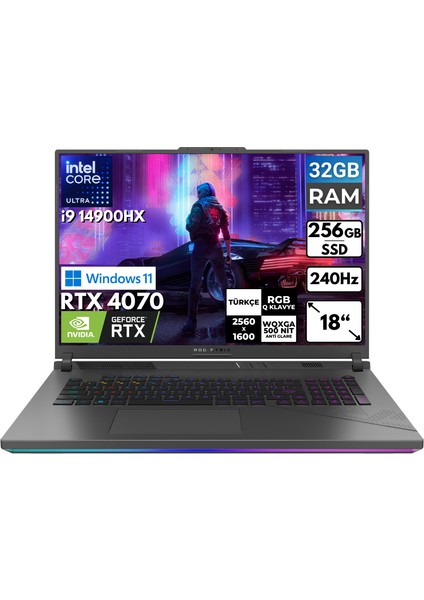 Rog Strix G18 I9-14900HX 32 GB 256 GB SSD RTX4070 18" Wqxga Windows 11 Home Taşınabilir Bilgisayar G814JIR-N6002 BT27