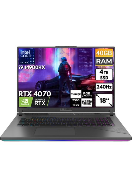 Rog Strix G18 I9-14900HX 40GB 4 Tbssd RTX4070 18" Wqxga Freedos Taşınabilir Bilgisayar G814JIR-N6002 BT23