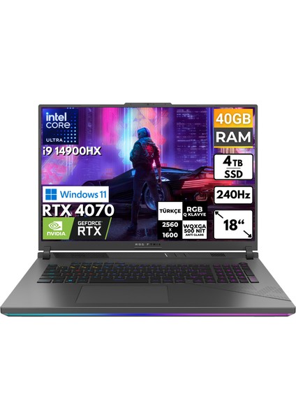 Rog Strix G18 I9-14900HX 40GB 4 Tbssd RTX4070 18" Wqxga Windows 11 Home Taşınabilir Bilgisayar G814JIR-N6002 BT48