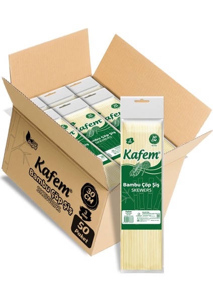 Bambu Çöp Şiş 30 cm 3 mm 100 Lü x 50 Paket