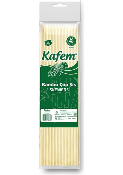 Bambu Çöp Şiş 30 cm 3 mm 100 Lü x 50 Paket