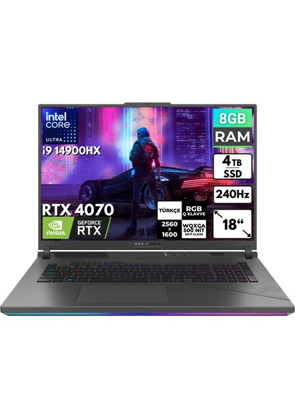 Rog Strix G18 I9-14900HX 8 GB 4 Tbssd RTX4070 18" Wqxga Freedos Taşınabilir Bilgisayar G814JIR-N6002 BT20