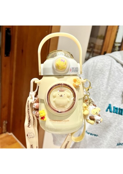 Sanrio Kuromi Okul Için Çocuk Termosu, Kızlar Için Sevimli Pipetli Bardak, Sevimli Büyük Göbekli Su Bardağı, Melodi + Üç Boyutlu Dekorasyon + Bebek Anahtarlık #700ML (Yurt Dışından)