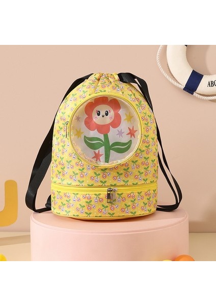 Karikatür Yüzme Çantası Büyük Kapasiteli Kuru ve Islak Ayırma Çantası Çok Fonksiyonlu Su Geçirmez Banyo Çantası Seyahat Spor Saklama Çantası (Yurt Dışından)