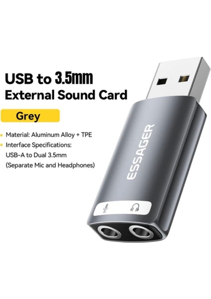 Usb To 3.5mm Harici Ses Kartı Dönüştürücü Çevirici Çok Fonksiyonlu Mikrofon kulaklık Hoparlör Ses Ara birimi