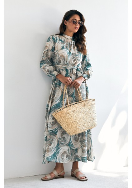 Rabella Desenli Elbise - Mint modelleri