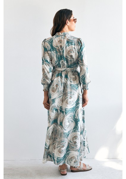 Rabella Desenli Elbise - Mint indirimleri