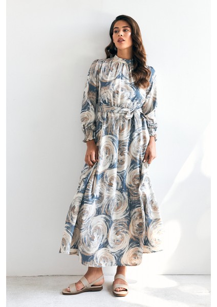 Rabella Desenli Elbise - Indigo fiyatları