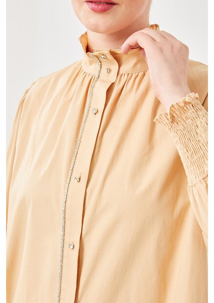 Bej Taş İşlemeli Patı Gipeli Gömlek indirimleri