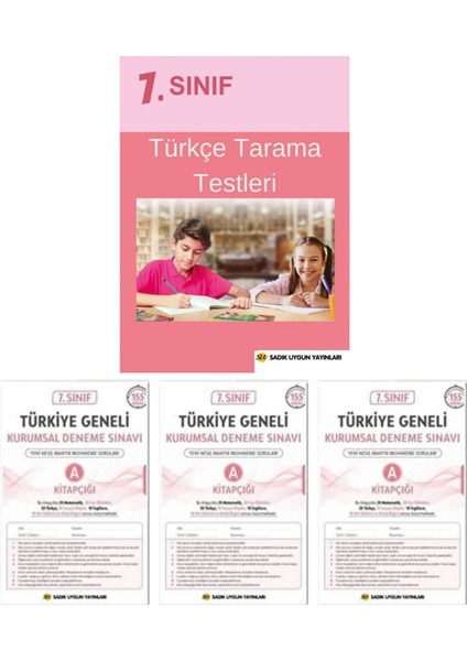 7. Sınıf Türkçe Kazanım Tarama Testi - 3 Adet Deneme Sınavı