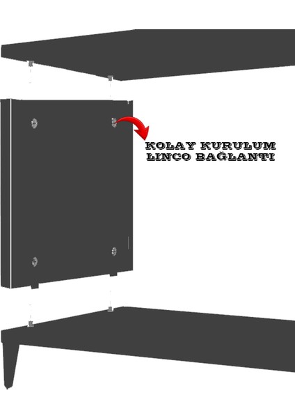 Capella Gri Mdf 4 Kapaklı Raflı 160 Lık Konsol