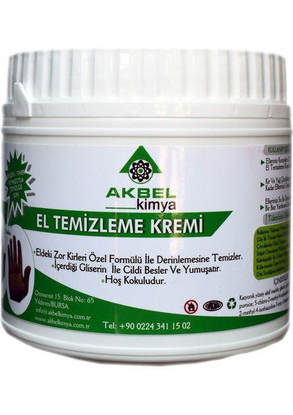 Endüstriyel El Temizleme Kremi 500 Gr