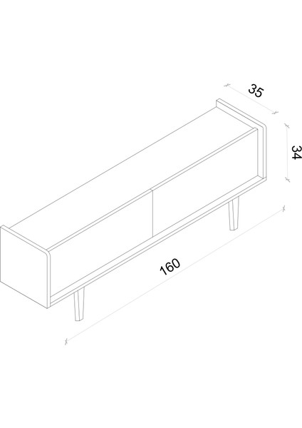 Rigel Country Mdf 2kapaklı (Üstten Açılır) Ahşap Ayaklı 160 cm Tv Ünitesi