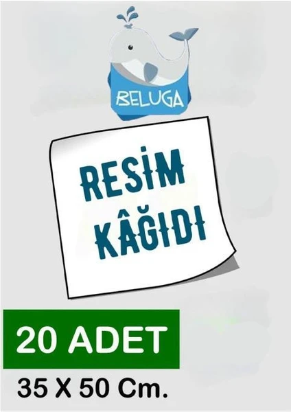 Beluga Kaliteli Resim Kağıdı ( Resim Kartonu ) 35 x 50 cm  - 120GR. 20'li Paket