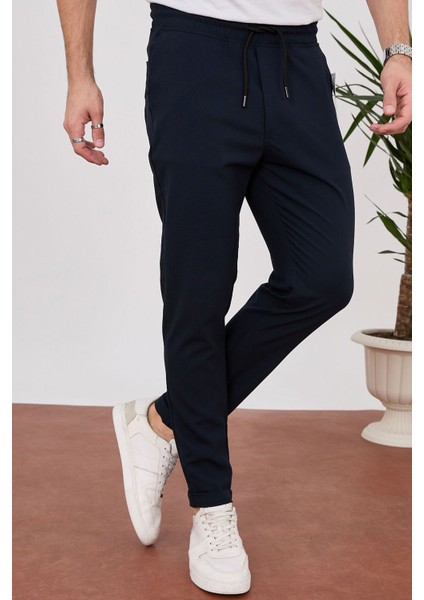 4014 Duble Paça Joger Düz Pantolon_lacivert