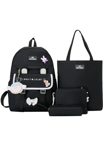 Basit Dört Parçalı Öğrenci Sırt Çantası, Büyük Kapasiteli, Hafif, Düz Renkli Sırt Çantası (Yurt Dışından)