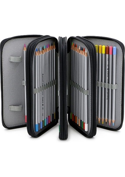 72 Delikli Kalem Çantası Boyama Depolama Kırtasiye Kutusu Düz Renk Kare Kroki Renkli Kurşun Boyama Kırtasiye Kalem Çantası (Yurt Dışından)