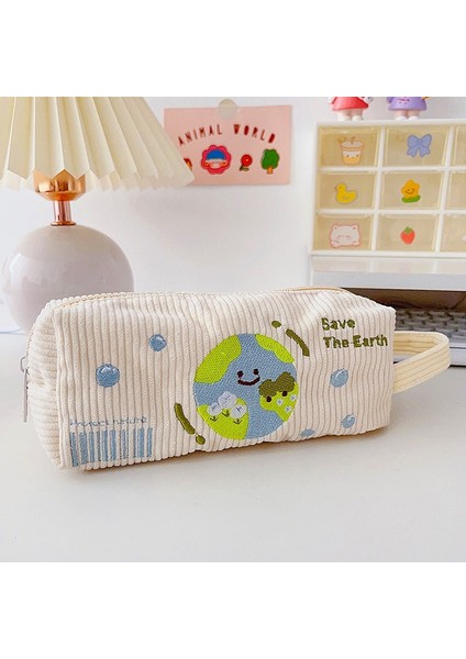 Sevimli Kız Gibi Kalp Işlemeli Kalem Kutusu Büyük Kapasiteli Taşınabilir Kırtasiye Çantası (Yurt Dışından)