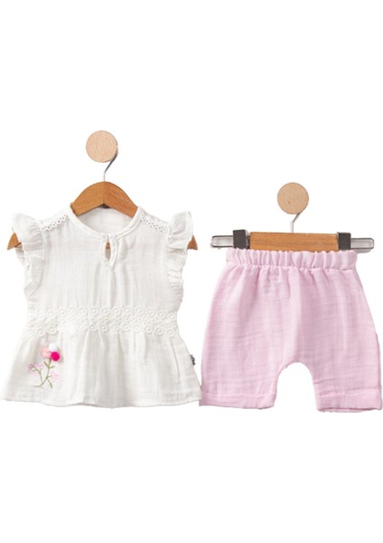 Mimiğimin Cicileri Pontif Çiçekli Müslin Kız Bebek 2 li takım - Şeker Pembe fiyatları