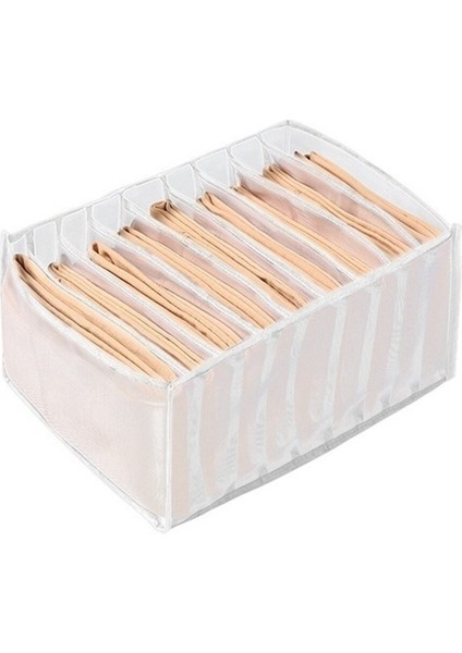 1 Adet Pantolon Kıyafet Saklama Kutusu, 7 Izgaralar Yıkanabilir Katlanabilir Çekmece Bise Organizatör (Beyaz) (Yurt Dışından)