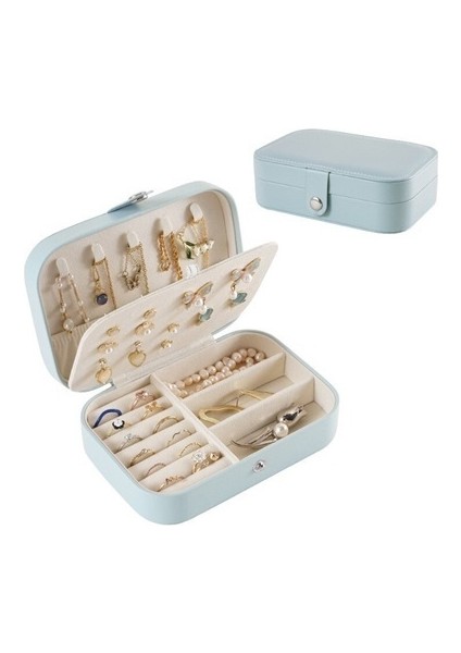 Black Takı Saklama Kutusu Çift Katmanlı Kolye Küpe Yüzük Pu Mücevher Kutusu (Yurt Dışından)