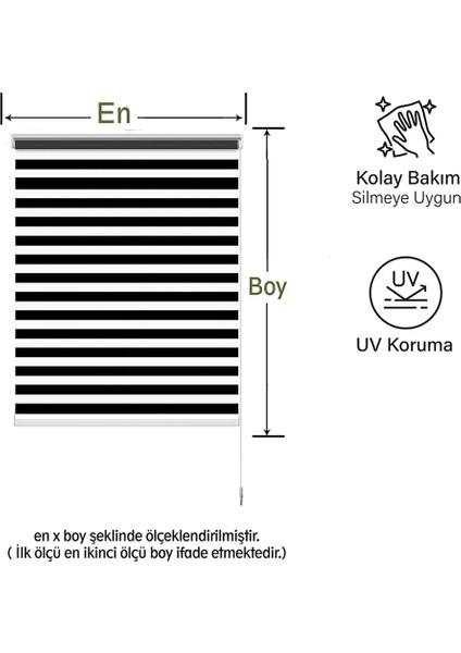 Binbir Perde Siyah Düz Zebra Perde