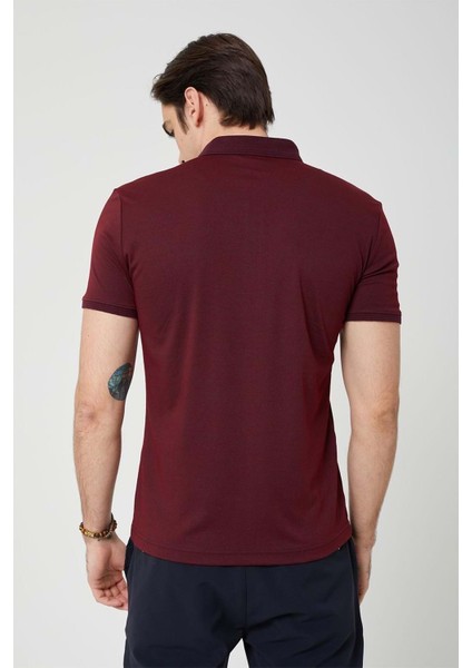 Triko Yaka Fermuarlı Polo Erkek Bordo Tshirt fırsatları