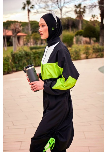 Paraşüt Siyah Tam Kapalı Tesettür Mayo M2421