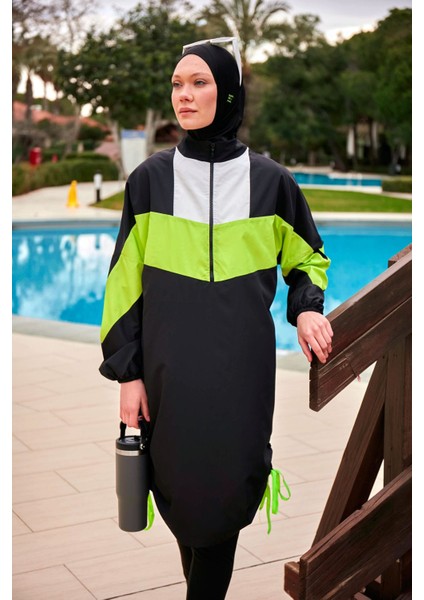 Paraşüt Siyah Tam Kapalı Tesettür Mayo M2421 modelleri