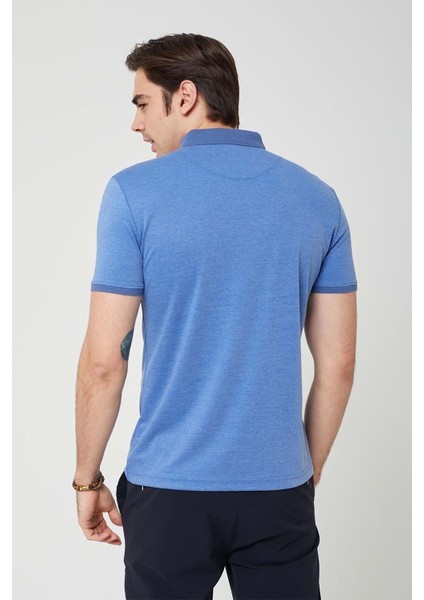 Triko Yaka Fermuarlı Polo Erkek Mavi Tshirt fırsatları