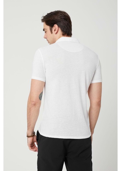 Yakalı Çok Rahat Pamuk Penye Erkek Beyaz Tshirt fırsatları