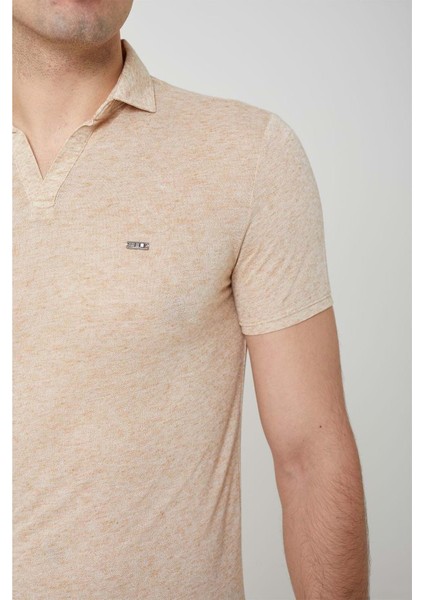 Yakalı Çok Rahat Pamuk Penye Erkek Toprak Tshirt modelleri