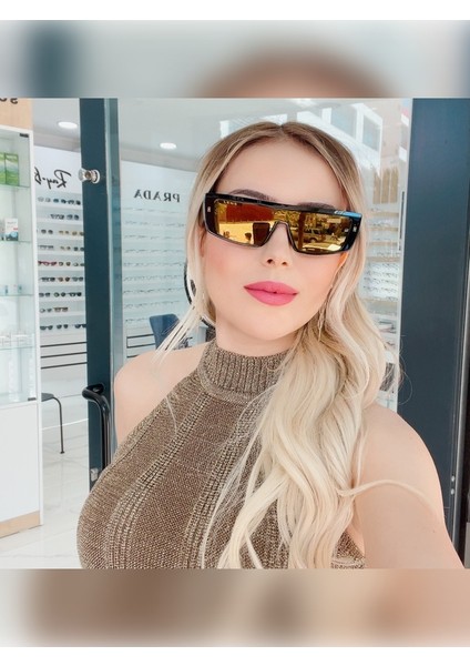 Hm 1589 C4 125 Aynalı Unisex Dikdörtgen Siyah Kemik Güneş Gözlüğü