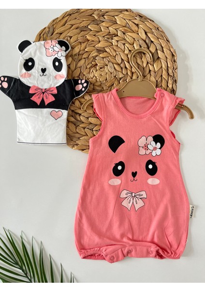 Roza Panda Baskılı Tulum