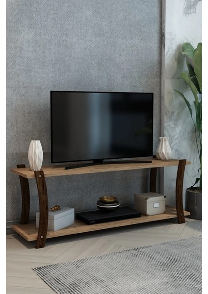 Lova Atlantik Çam Ahşap Raflı Televizyon Sehpası, Tv Ünitesi, Tv Sehpası – 120x30 Cm – Şık Ve Ergonomik