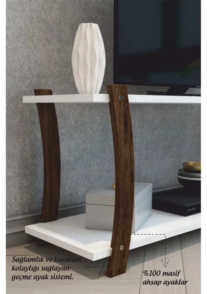 Lova Beyaz Ahşap Raflı Televizyon Sehpası, Tv Ünitesi, Tv Sehpası – 120x30 Cm – Şık Ve Ergonomik fiyatları