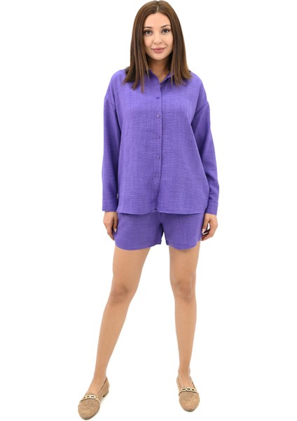 Kadın Uzun Kollu Gömlek Yaka Ikili Takım 4096-25