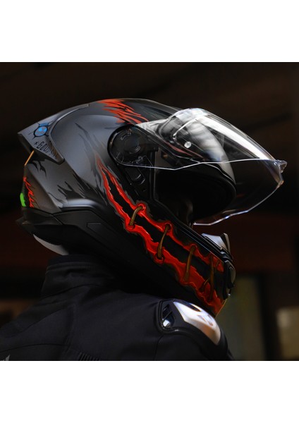 Y.100R Nıght Rıder Mat Tıtanıum Kask