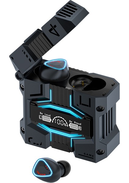 Yeni Mecha Tasarımı Metal Boya M45 Gürültü Azaltma Kablosuz Kulaklık 5.3 Dijital Ekran Büyük Pil ile Kulak Içi Bluetooth Kulaklık (Yurt Dışından)